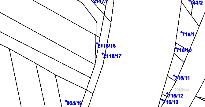 Parcela st. 2118/17 v KÚ Pořešín, Katastrální mapa