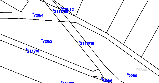 Parcela st. 2118/19 v KÚ Pořešín, Katastrální mapa