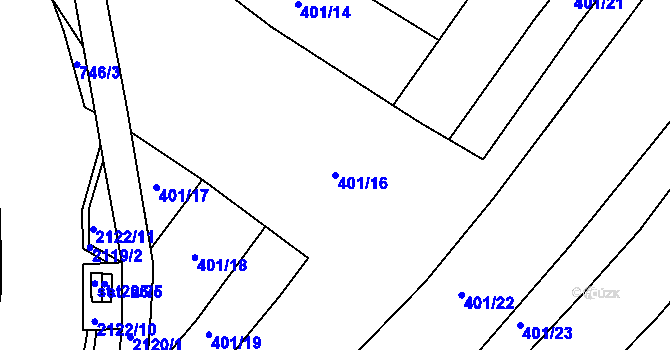 Parcela st. 401/16 v KÚ Pořešín, Katastrální mapa