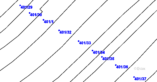Parcela st. 401/33 v KÚ Pořešín, Katastrální mapa