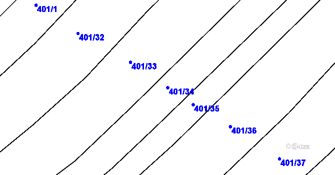 Parcela st. 401/34 v KÚ Pořešín, Katastrální mapa