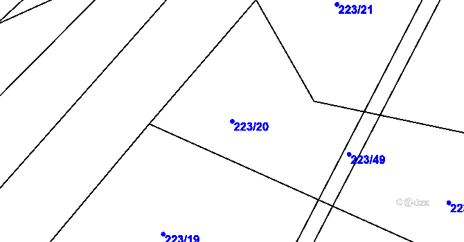 Parcela st. 223/20 v KÚ Pořešín, Katastrální mapa