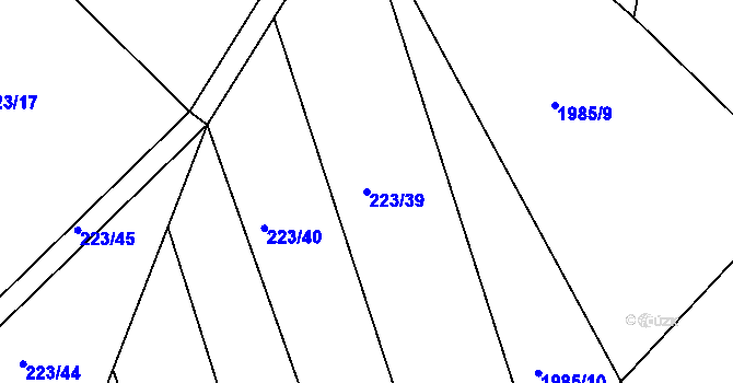 Parcela st. 223/39 v KÚ Pořešín, Katastrální mapa