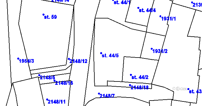 Parcela st. 44/5 v KÚ Pořešín, Katastrální mapa
