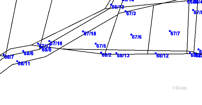 Parcela st. 68/2 v KÚ Tuchonice, Katastrální mapa