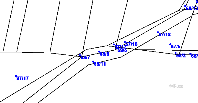 Parcela st. 68/6 v KÚ Tuchonice, Katastrální mapa