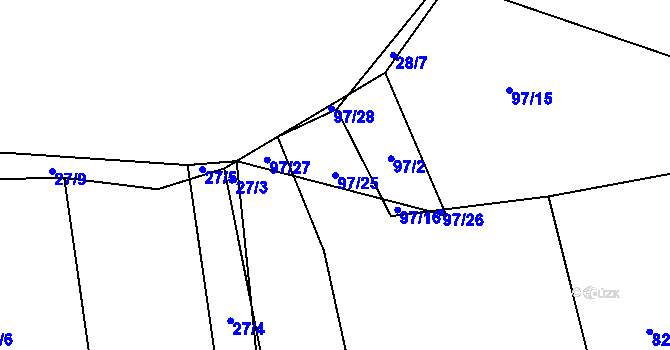 Parcela st. 97/25 v KÚ Tuchonice, Katastrální mapa
