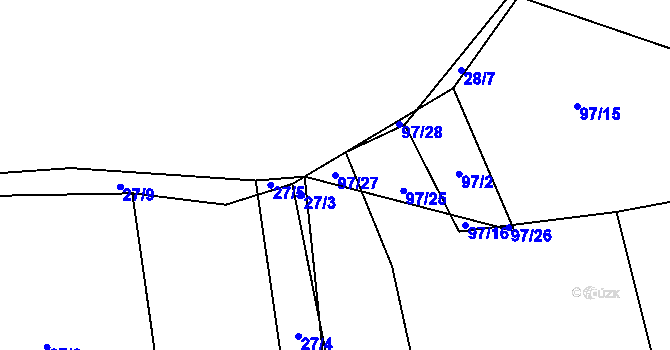 Parcela st. 97/27 v KÚ Tuchonice, Katastrální mapa