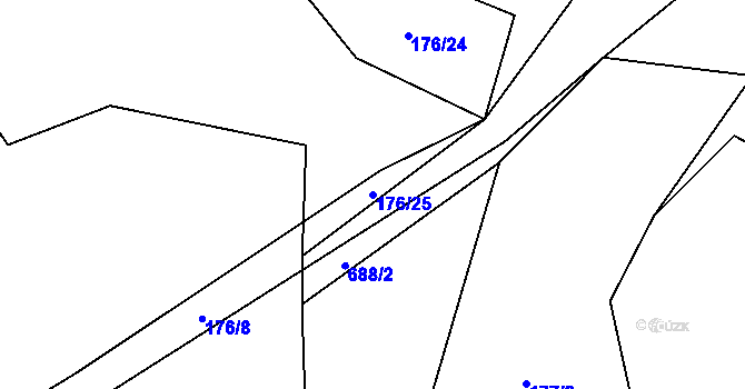 Parcela st. 176/25 v KÚ Tuchonice, Katastrální mapa