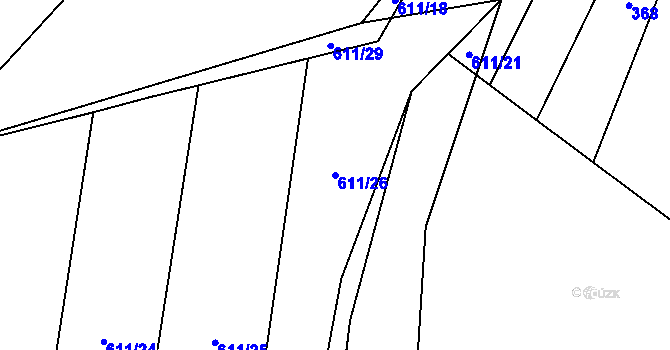 Parcela st. 611/26 v KÚ Tuchonice, Katastrální mapa