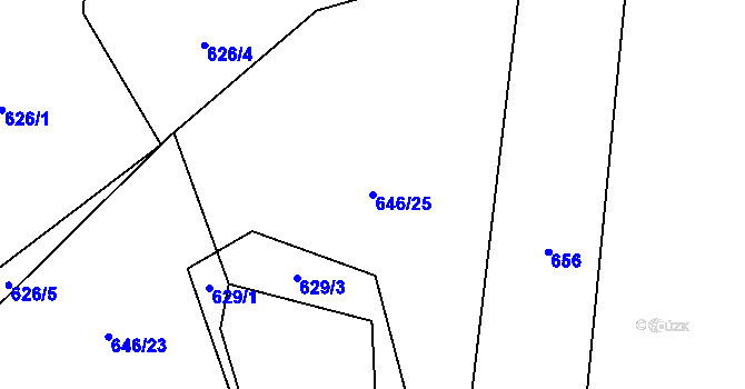 Parcela st. 646/25 v KÚ Tuchonice, Katastrální mapa