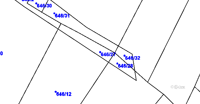 Parcela st. 646/27 v KÚ Tuchonice, Katastrální mapa