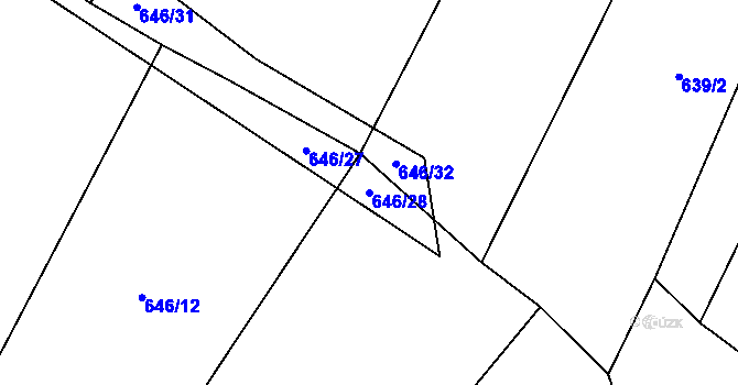 Parcela st. 646/28 v KÚ Tuchonice, Katastrální mapa