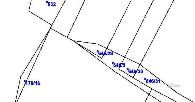 Parcela st. 646/29 v KÚ Tuchonice, Katastrální mapa
