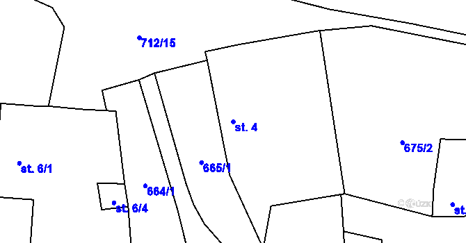 Parcela st. 4 v KÚ Tuchonice, Katastrální mapa