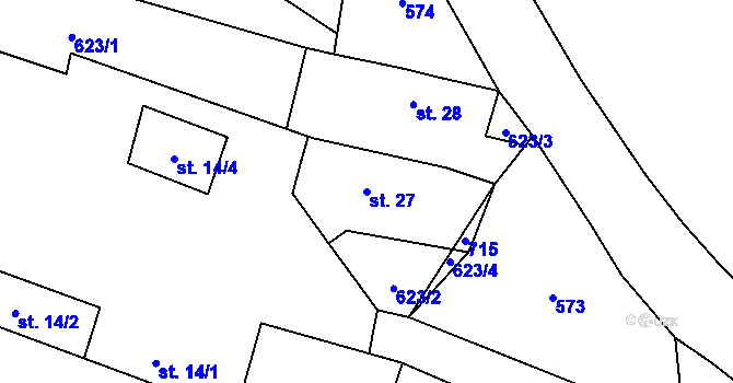 Parcela st. 27 v KÚ Tuchonice, Katastrální mapa