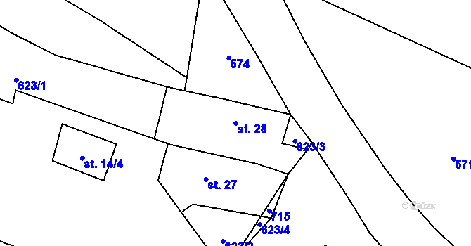 Parcela st. 28 v KÚ Tuchonice, Katastrální mapa