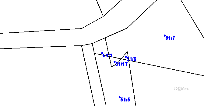 Parcela st. 51/1 v KÚ Tuchonice, Katastrální mapa