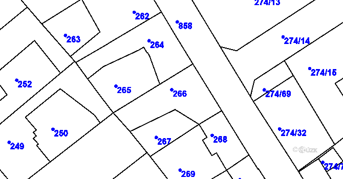 Parcela st. 266 v KÚ Poříčany, Katastrální mapa