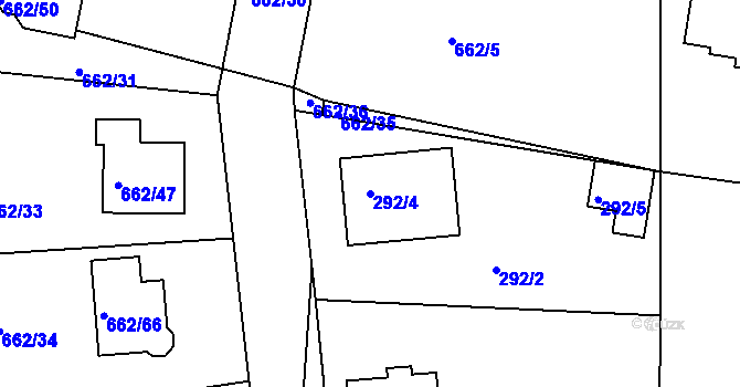 Parcela st. 292/4 v KÚ Poříčany, Katastrální mapa