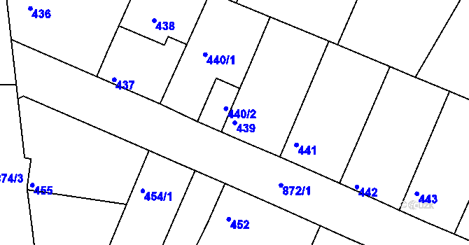 Parcela st. 439 v KÚ Poříčany, Katastrální mapa
