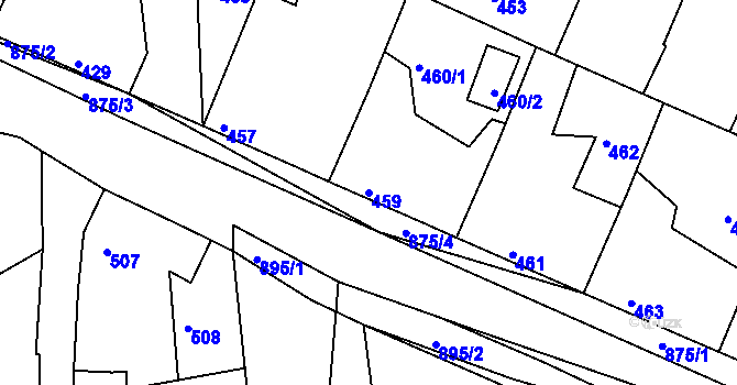 Parcela st. 459 v KÚ Poříčany, Katastrální mapa