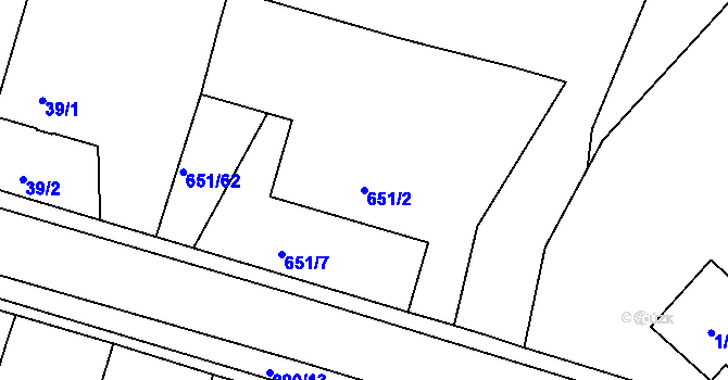 Parcela st. 651/2 v KÚ Poříčany, Katastrální mapa
