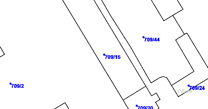 Parcela st. 709/15 v KÚ Poříčany, Katastrální mapa