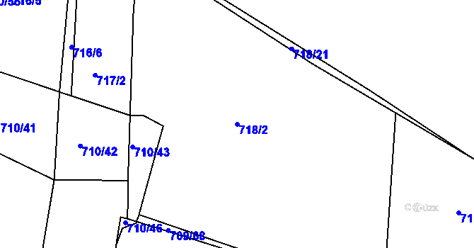 Parcela st. 718/2 v KÚ Poříčany, Katastrální mapa