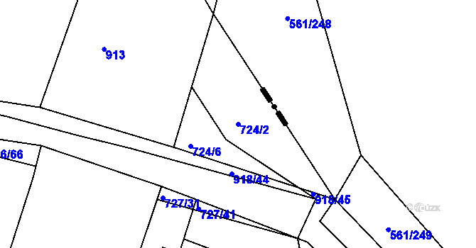 Parcela st. 724/2 v KÚ Poříčany, Katastrální mapa