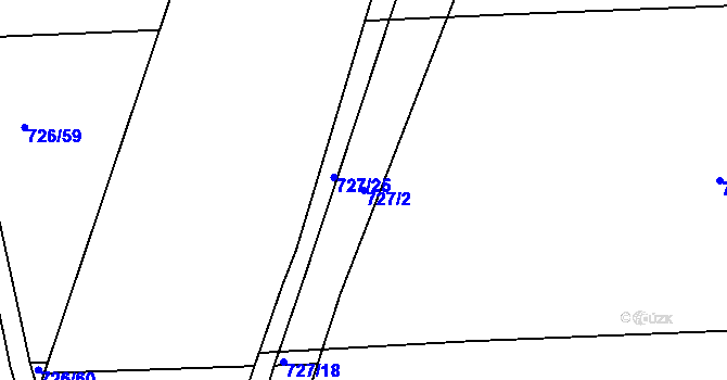 Parcela st. 727/2 v KÚ Poříčany, Katastrální mapa