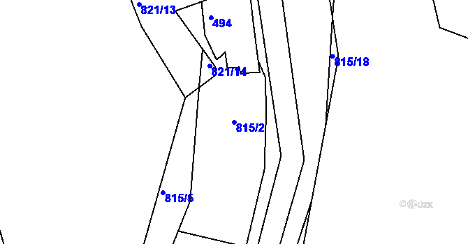 Parcela st. 815/2 v KÚ Poříčany, Katastrální mapa
