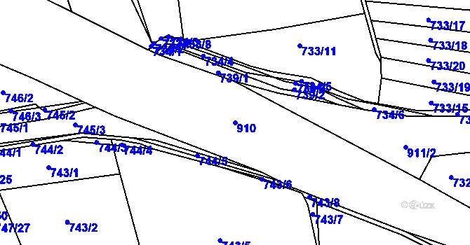 Parcela st. 910 v KÚ Poříčany, Katastrální mapa