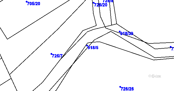 Parcela st. 918/5 v KÚ Poříčany, Katastrální mapa