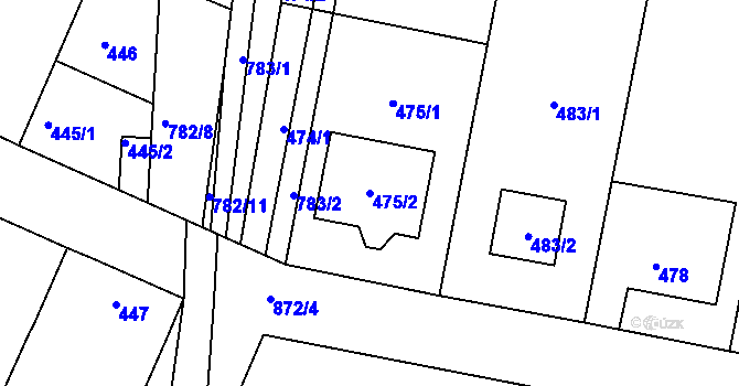 Parcela st. 475/2 v KÚ Poříčany, Katastrální mapa