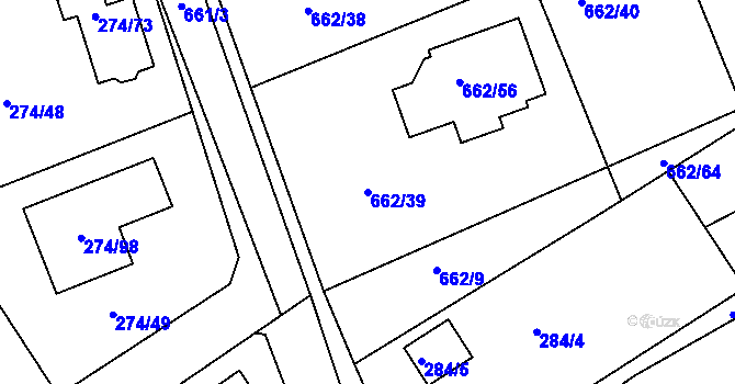 Parcela st. 662/39 v KÚ Poříčany, Katastrální mapa