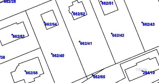 Parcela st. 662/41 v KÚ Poříčany, Katastrální mapa