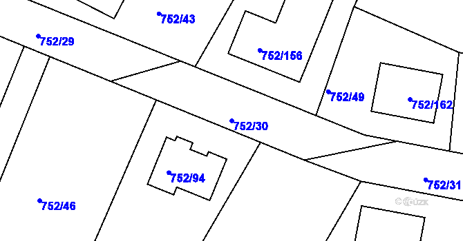 Parcela st. 752/30 v KÚ Poříčany, Katastrální mapa