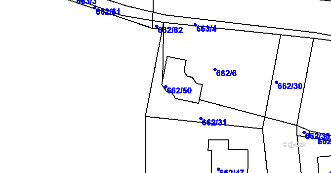 Parcela st. 662/50 v KÚ Poříčany, Katastrální mapa