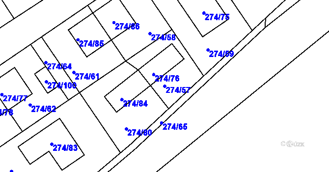 Parcela st. 274/57 v KÚ Poříčany, Katastrální mapa