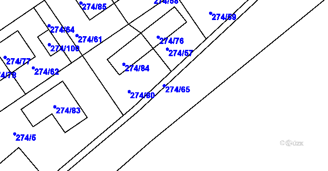 Parcela st. 274/65 v KÚ Poříčany, Katastrální mapa