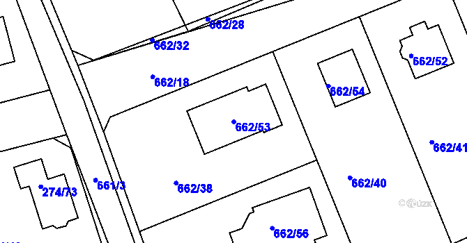 Parcela st. 662/53 v KÚ Poříčany, Katastrální mapa