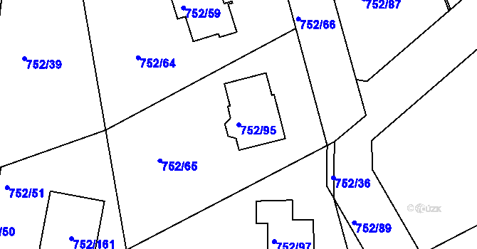 Parcela st. 752/95 v KÚ Poříčany, Katastrální mapa