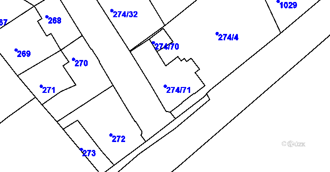 Parcela st. 274/71 v KÚ Poříčany, Katastrální mapa