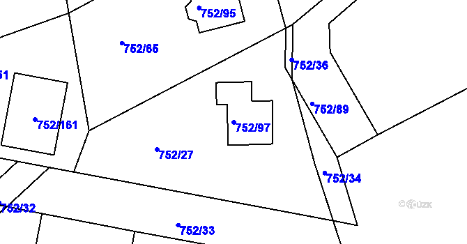 Parcela st. 752/97 v KÚ Poříčany, Katastrální mapa
