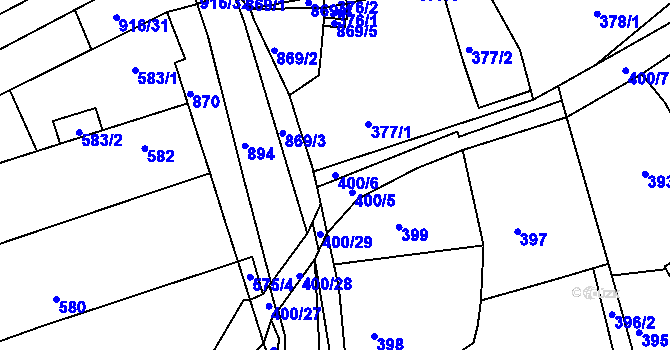 Parcela st. 400/6 v KÚ Poříčany, Katastrální mapa