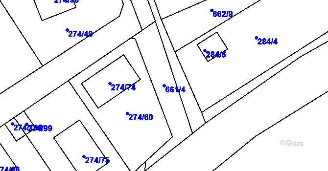 Parcela st. 661/4 v KÚ Poříčany, Katastrální mapa
