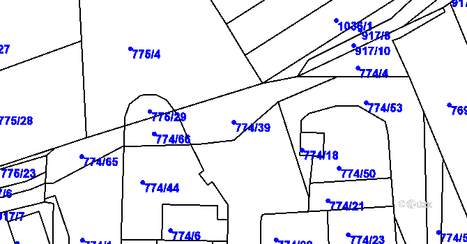 Parcela st. 774/39 v KÚ Poříčany, Katastrální mapa