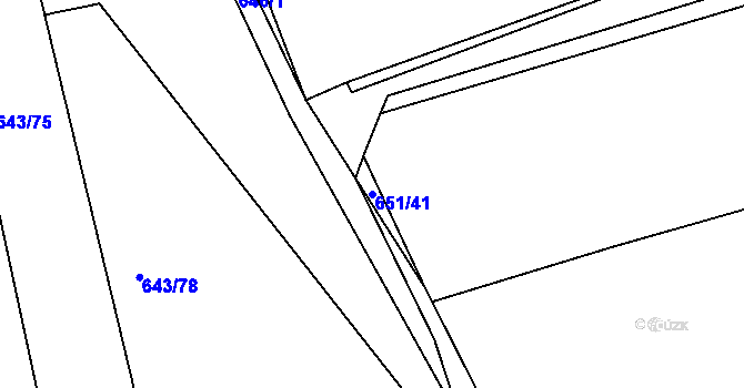Parcela st. 651/41 v KÚ Poříčany, Katastrální mapa