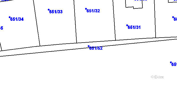 Parcela st. 651/52 v KÚ Poříčany, Katastrální mapa